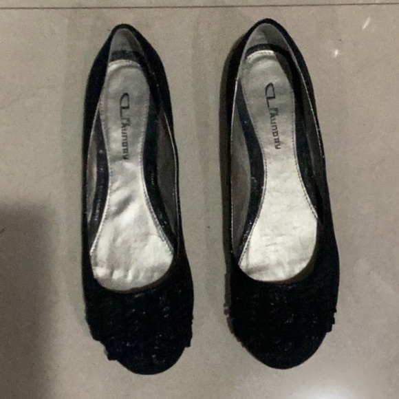 CL by Laundry Shoes - CL by Laundry Glamor Disco Fabric Slip On Ballet Flats, Black SZ 10